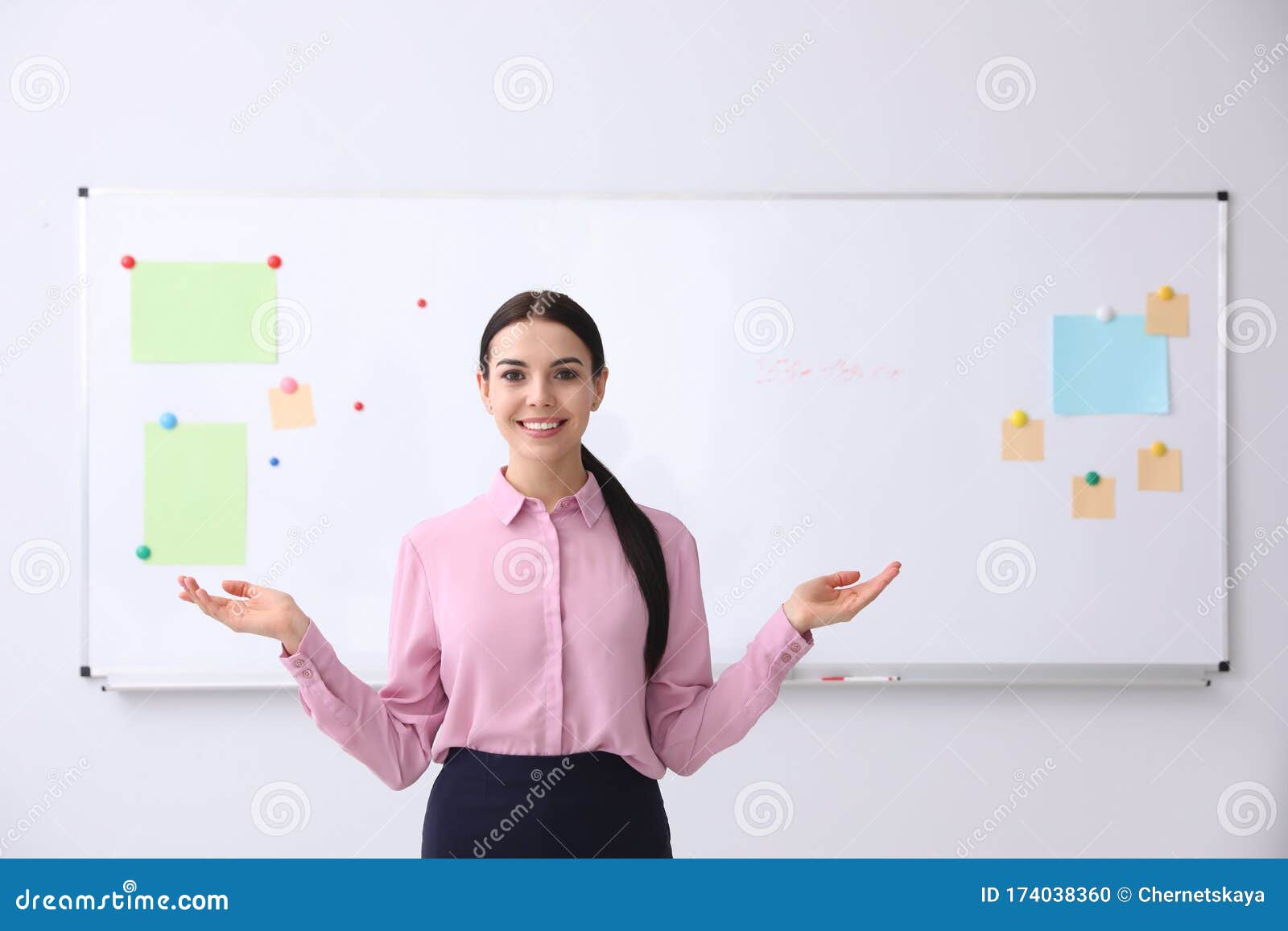 Young Teacher Near Whiteboard in Classroom Stock Photo Image of class