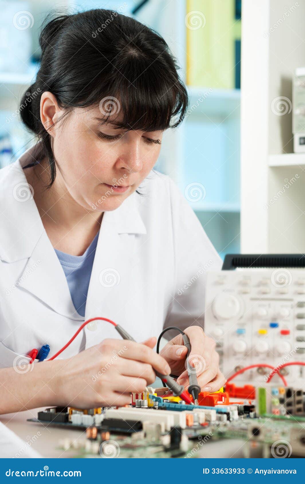 Young Tech Repairs Electronic Device Stock Image Image of electronic
