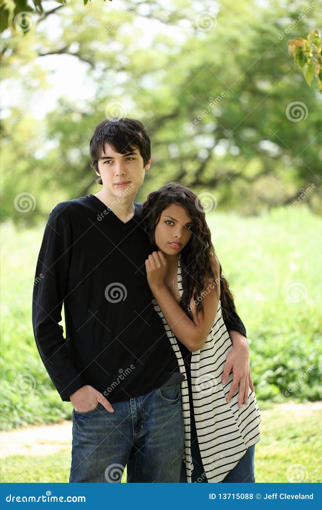 Young Teen Couple Holding Each Other Stock Photo I