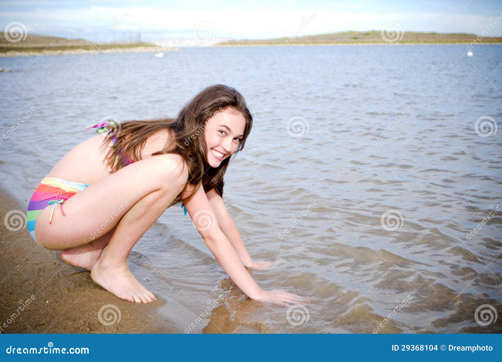 1300px x 953px - Young Teen Girl on Beach by Lake Summertime Fun Stock Photo - Image of  happy, sand: 29368104