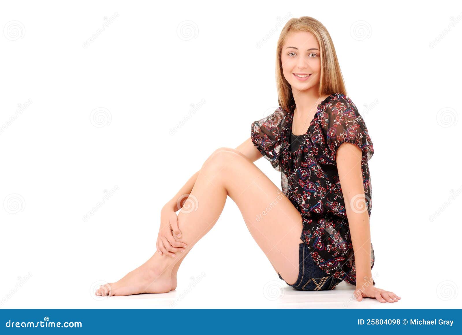 Young Teen Girl Sitting Down Stock Photo Image Of Happy