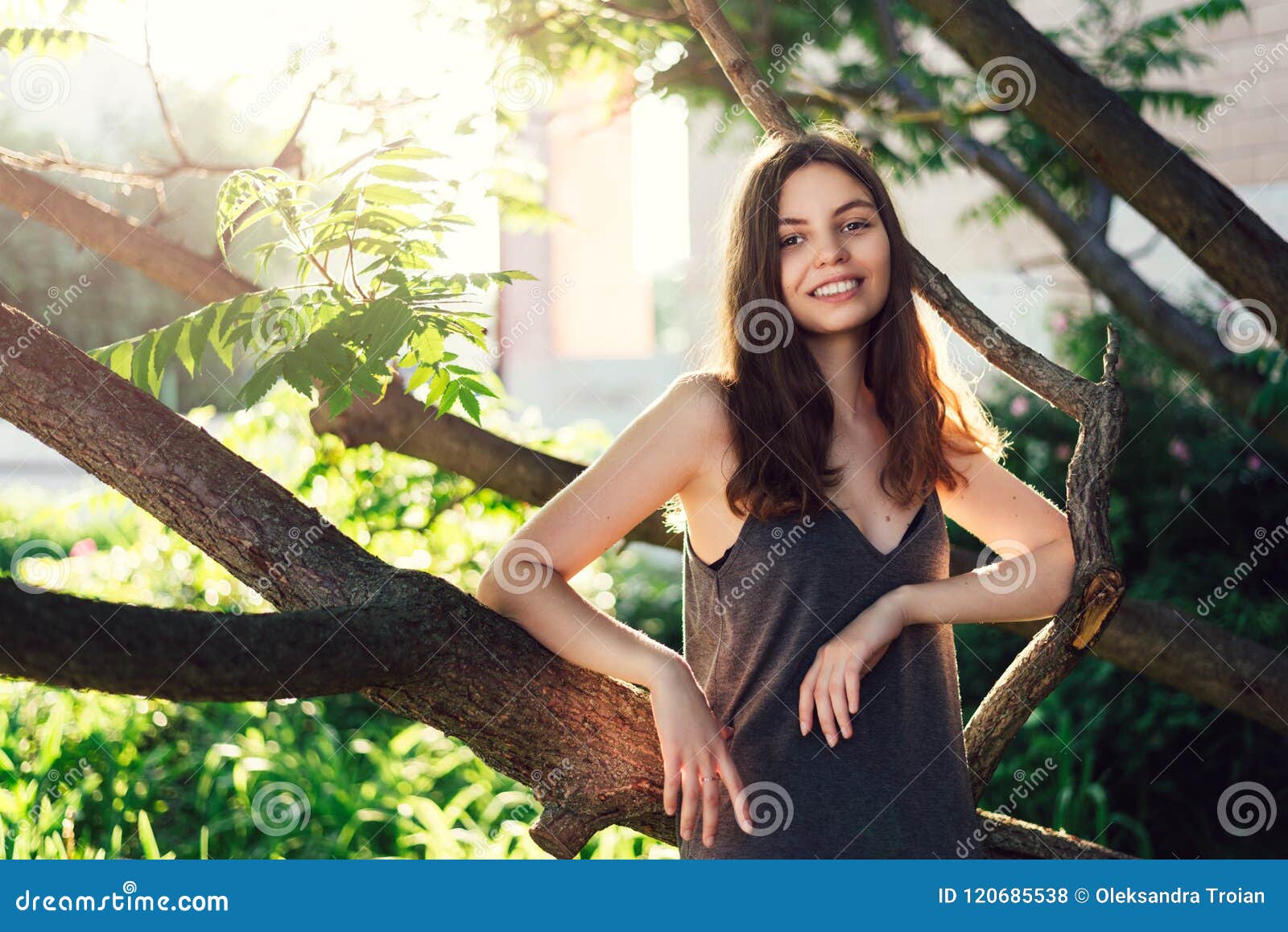 Young Teen Slim Skinny Gilr Outside in the Park in Green Trees D Stock  Photo - Image of adult, lovely: 120685538