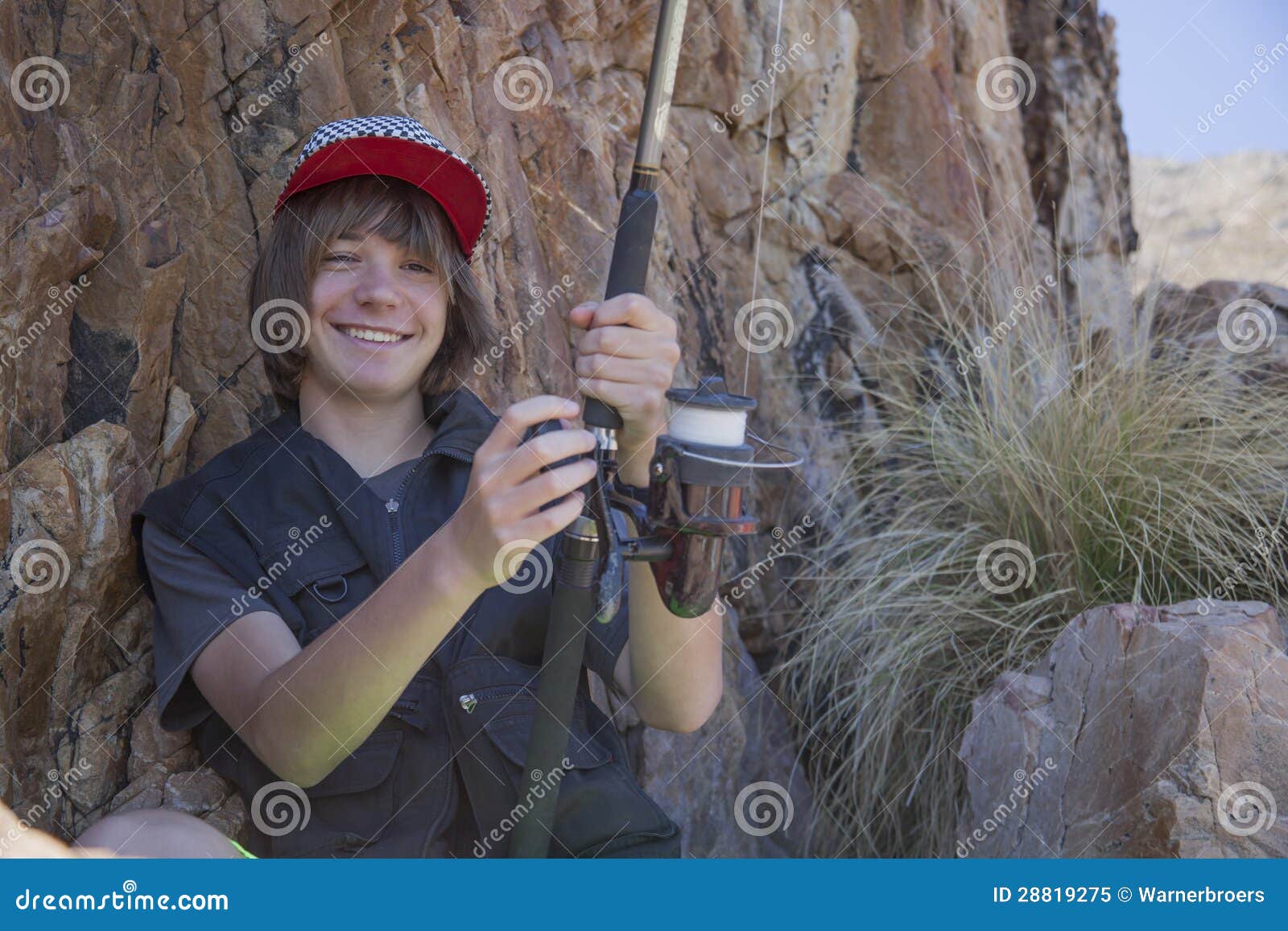 Young Teenage Boy Fishing By The Sea Stock Image Image 28819275