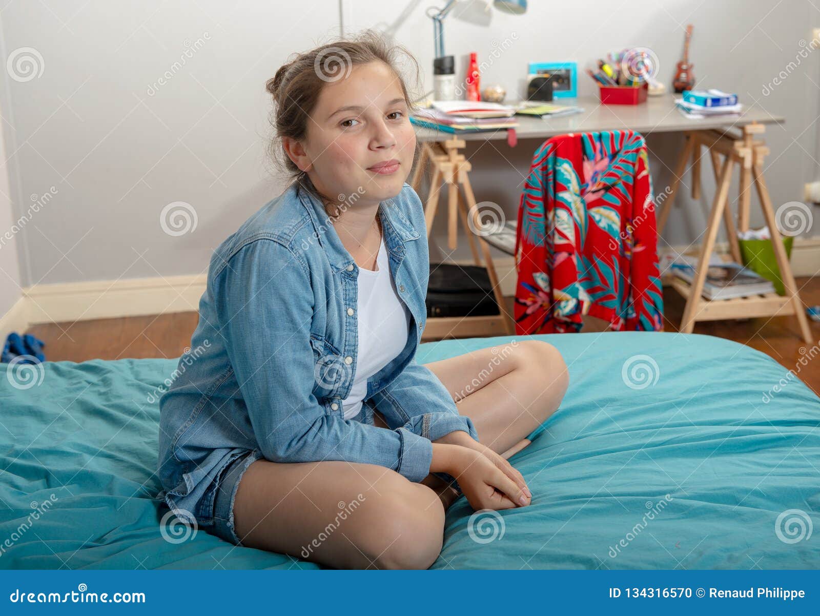 Very Young Teen Girl On The Bed