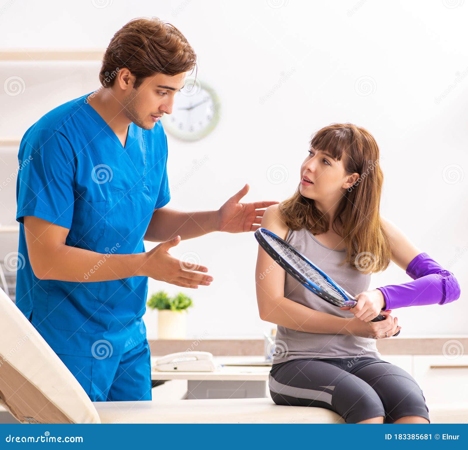 Young Tennis Player Visiting Doctor Traumatologist Stock Image Image