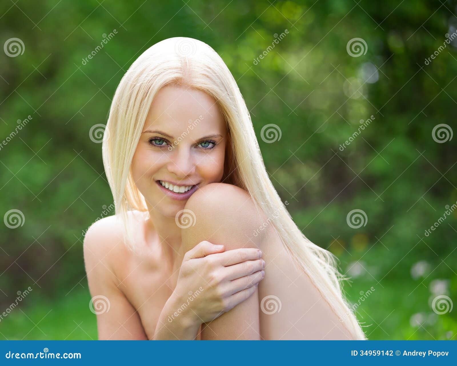 Young Topless Woman in Nature Stock Photo - of leisure, hand: 34959142