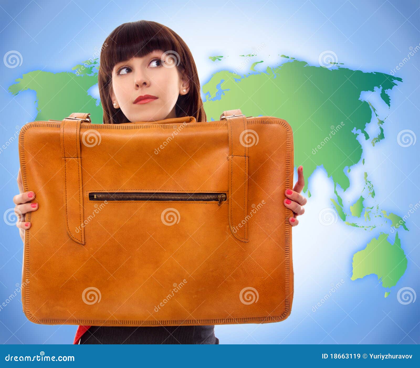 Young Tourist Woman with Baggage Stock Image - Image of case, human ...