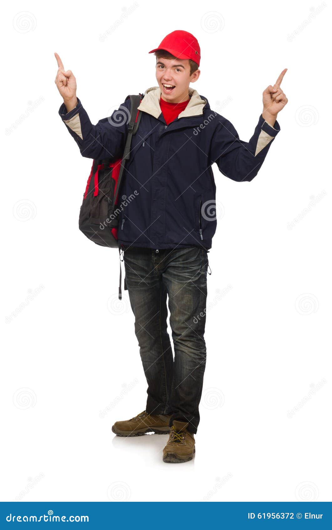 The Young Traveller with Backpack Isolated on Stock Photo - Image of ...