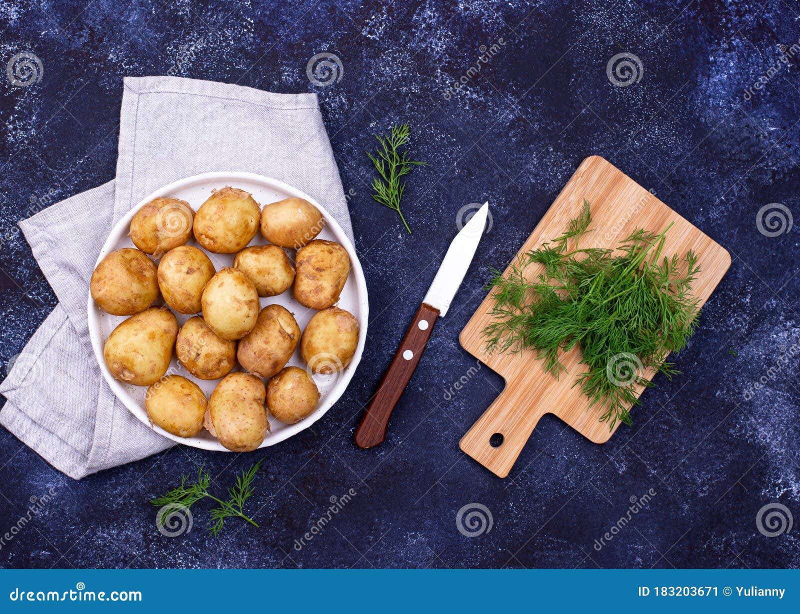 Young Uncooked Fresh Potato and Dill Stock Image Image of nature