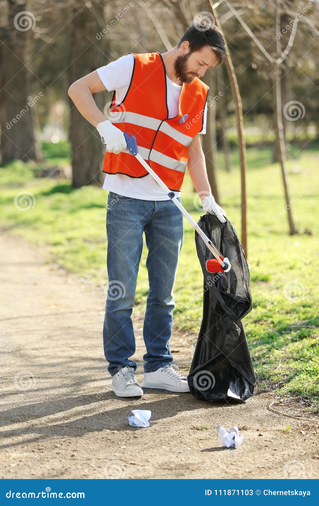 Young Volunteer Picking Up Litter Stock Image Image of gloves