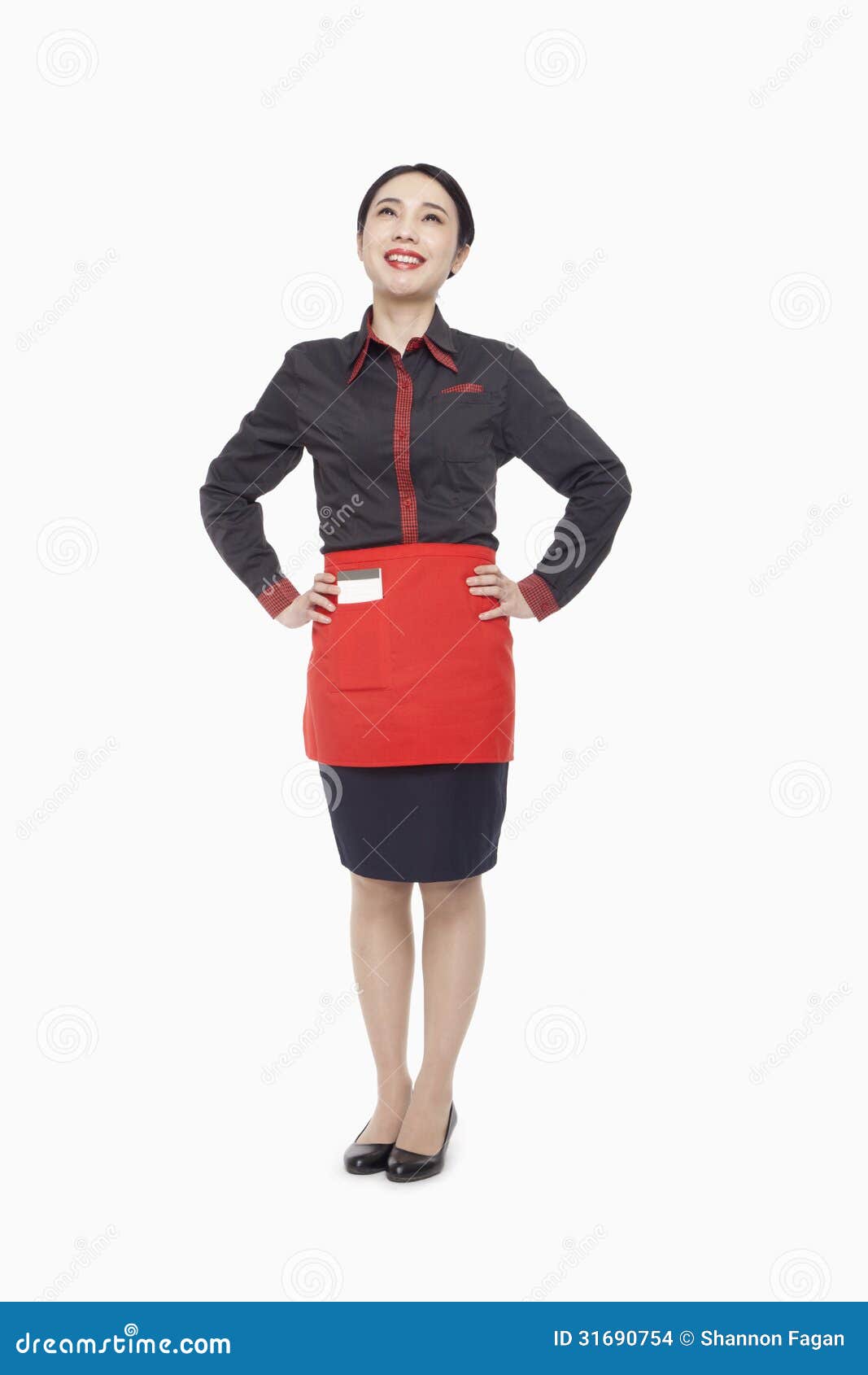 Young Waitress, Hand on Hips, Studio Shot Stock Photo Image of apron