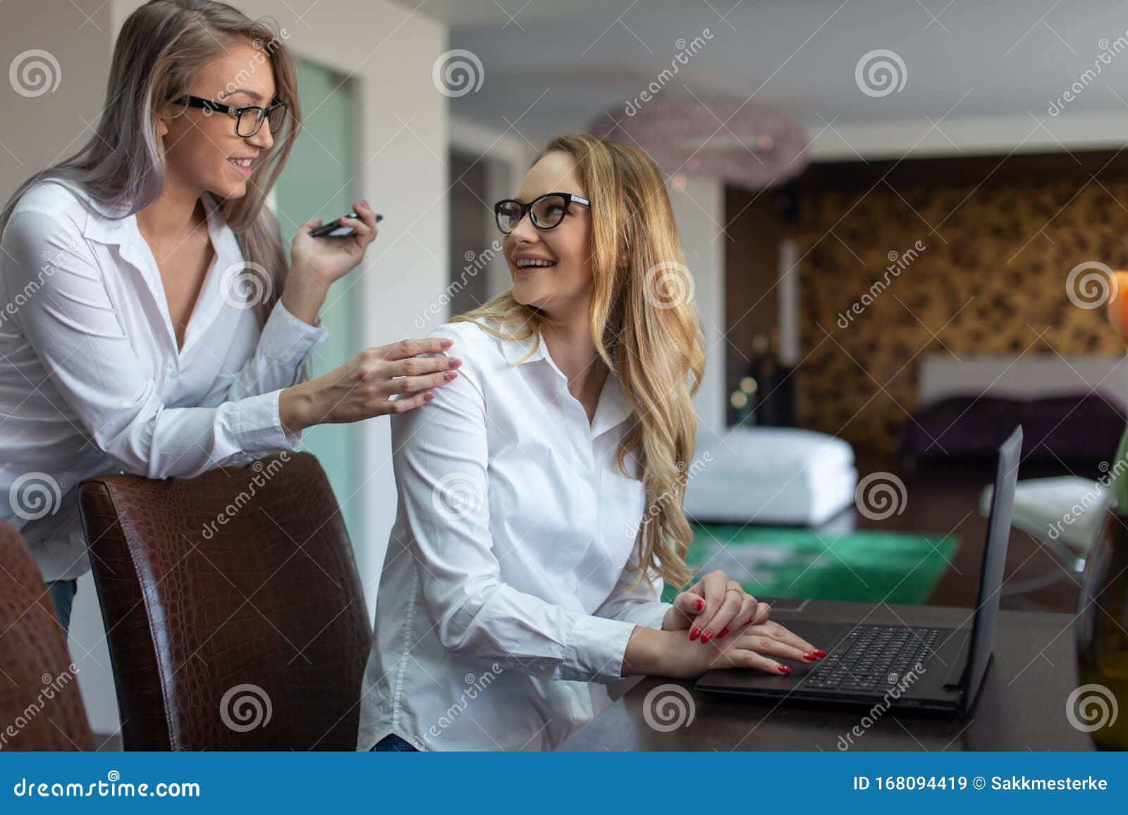 Young White Collar Lesbian Businesswomen Couple Business