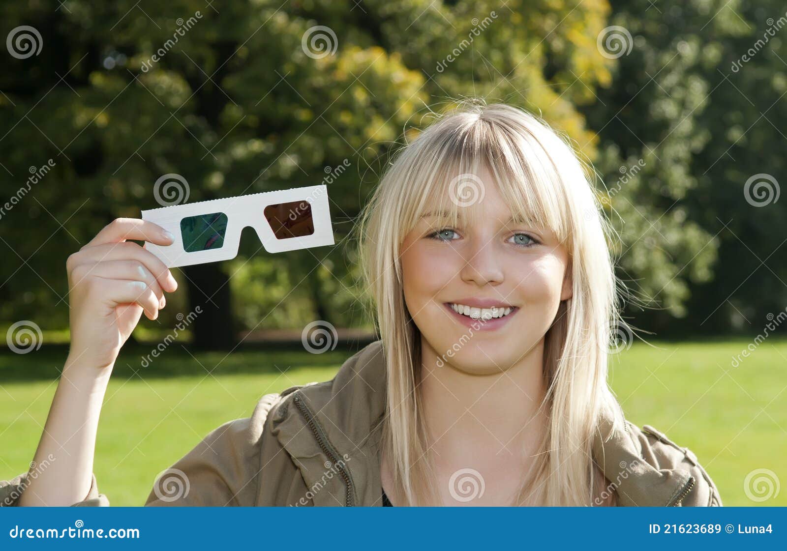 Young Woman with 3Dglasses Stock Image Image of three, summer 21623689