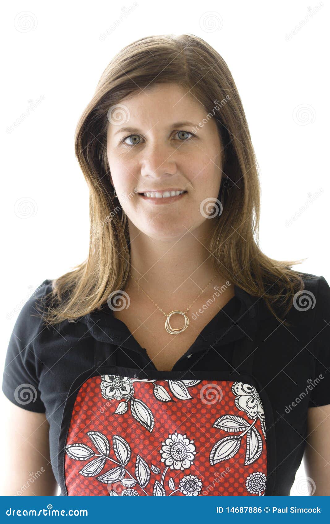 Young Woman in Apron stock photo. Image of friendly, 14687886