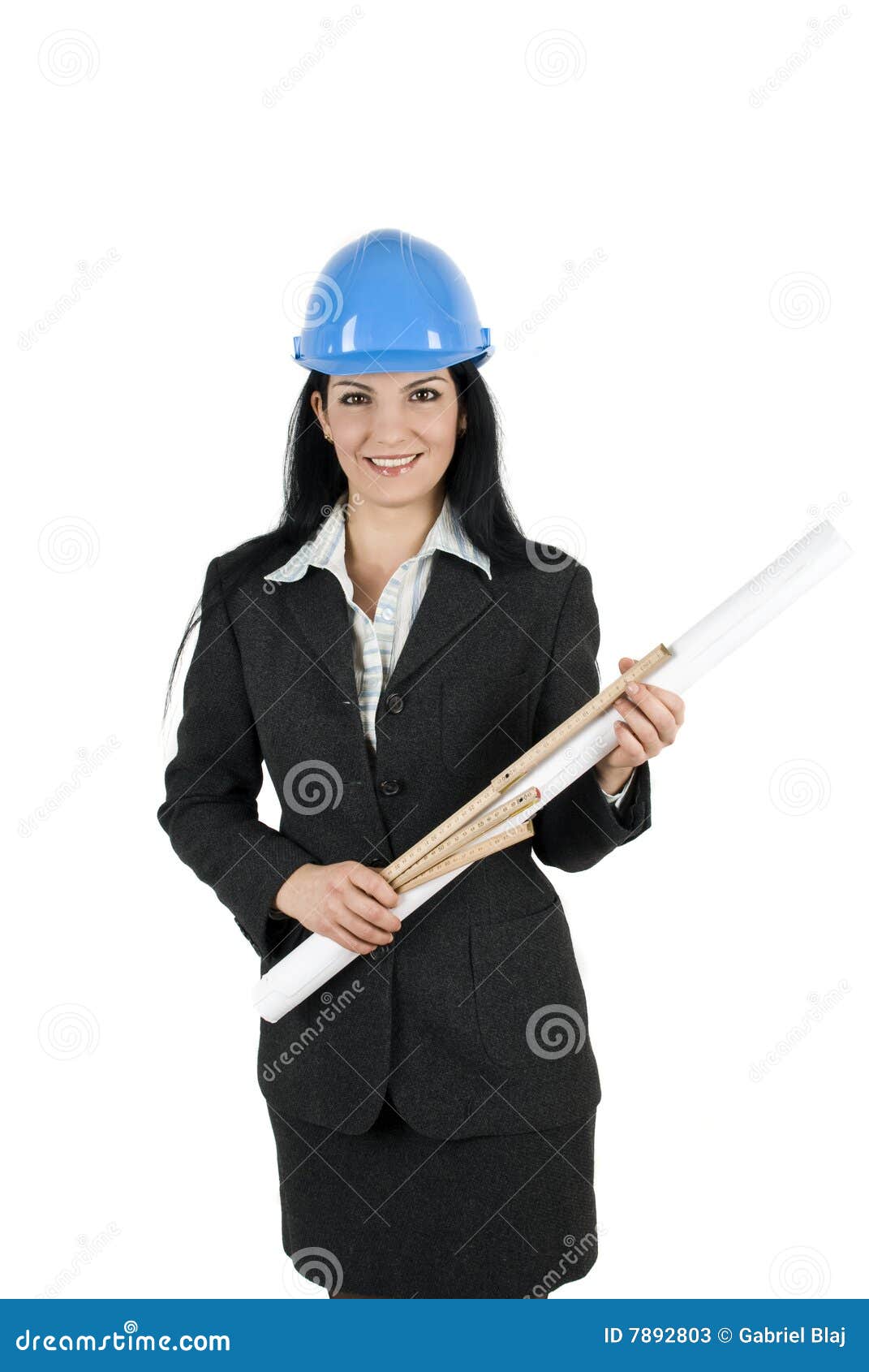 Young woman architect stock image. Image of camera, looking 7892803