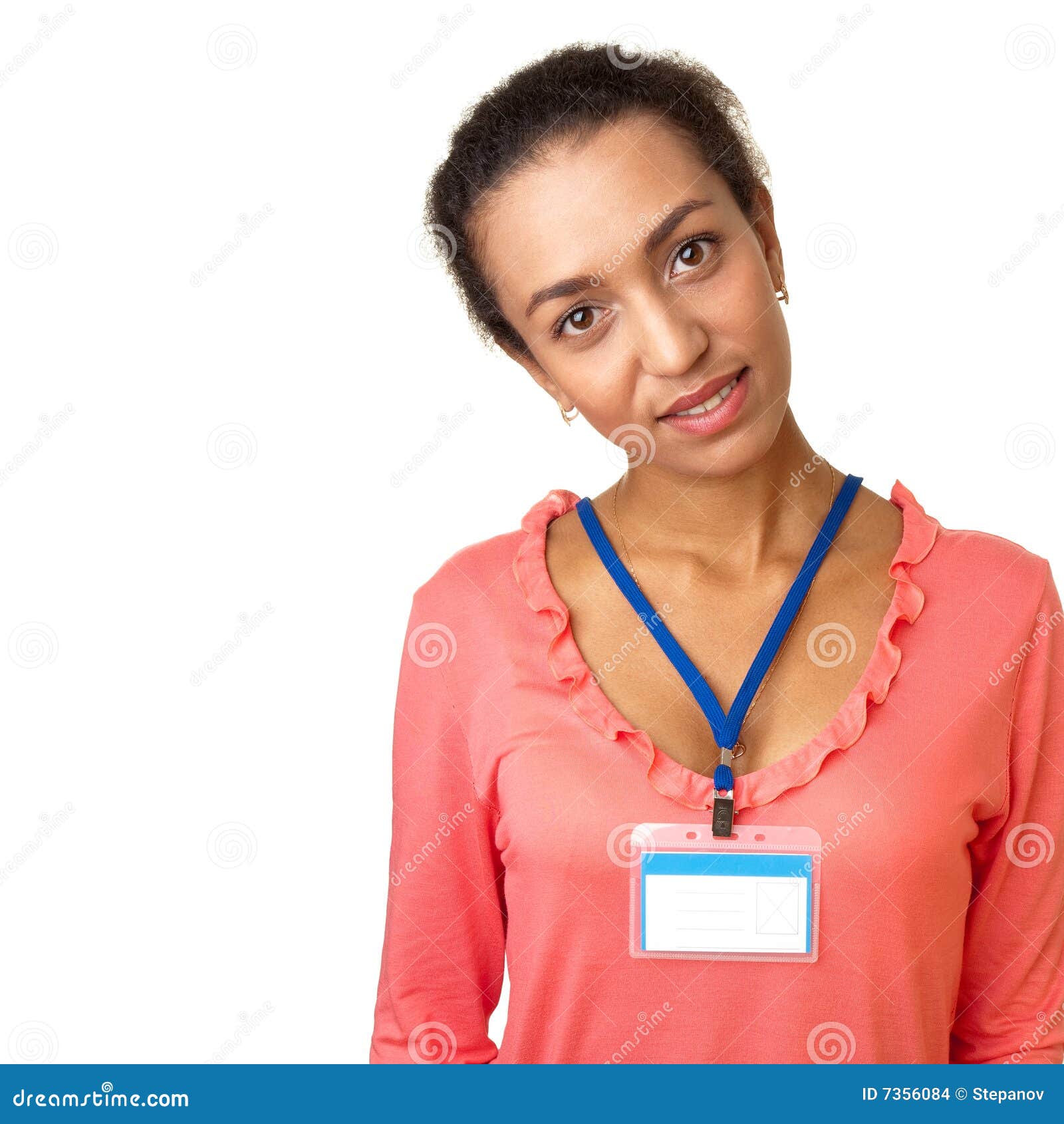 Young woman with badge stock photo. Image of pass, beautiful 7356084