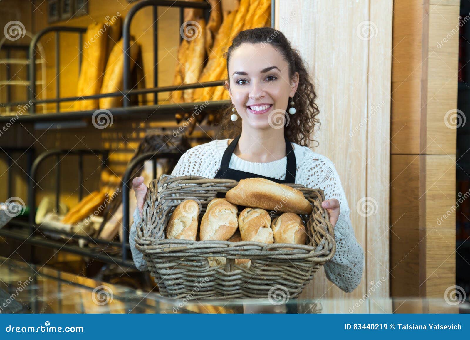 Young Woman at Bakery Display with Pastry Stock Image Image of female