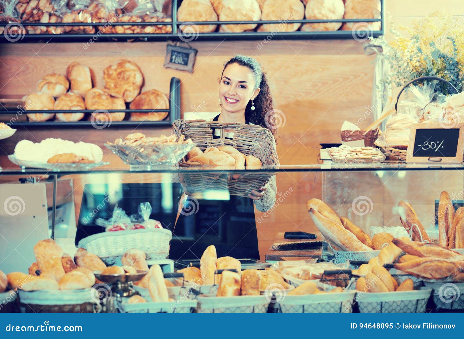 Young Woman at Bakery Display Stock Image Image of person, bakery