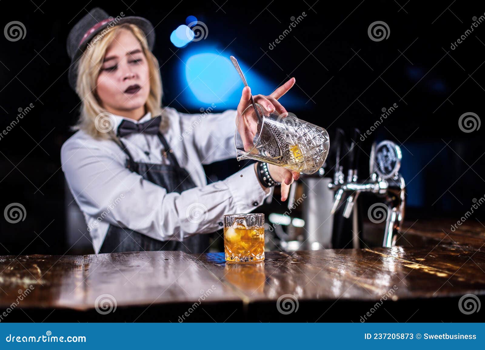 Charismatic Girl Barman Mixes a Cocktail in the Pub Stock Image - Image ...