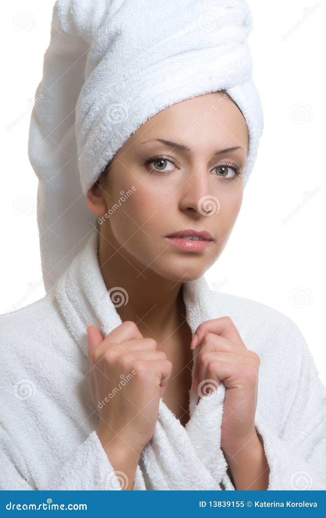 Young Woman in Bathrobe and Towel Stock Image Image of beauty, girl