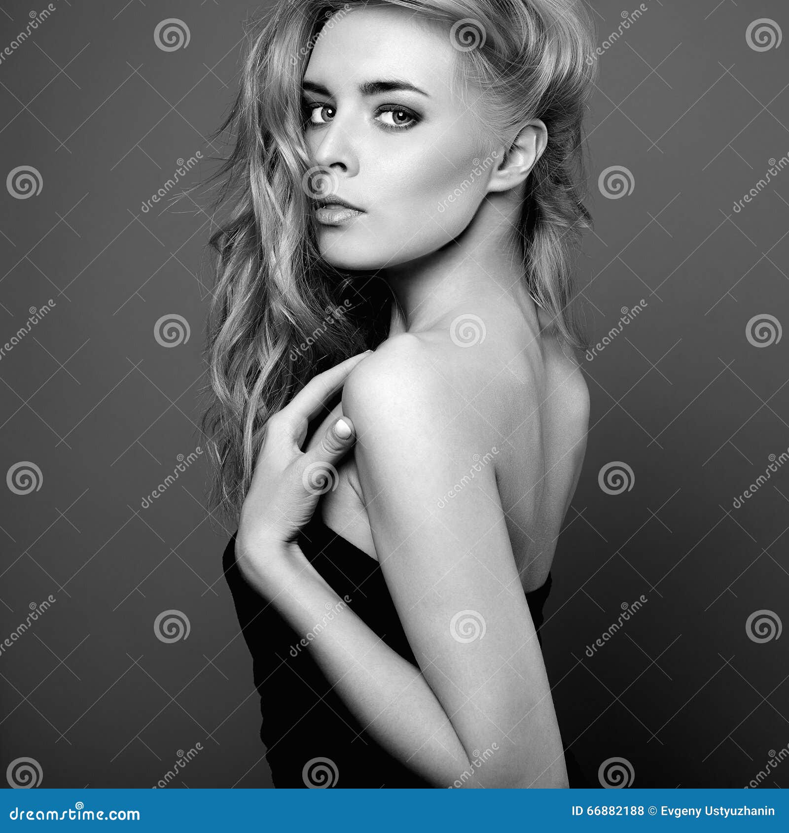 young woman. beautiful blonde girl. fashion monochrome portrait