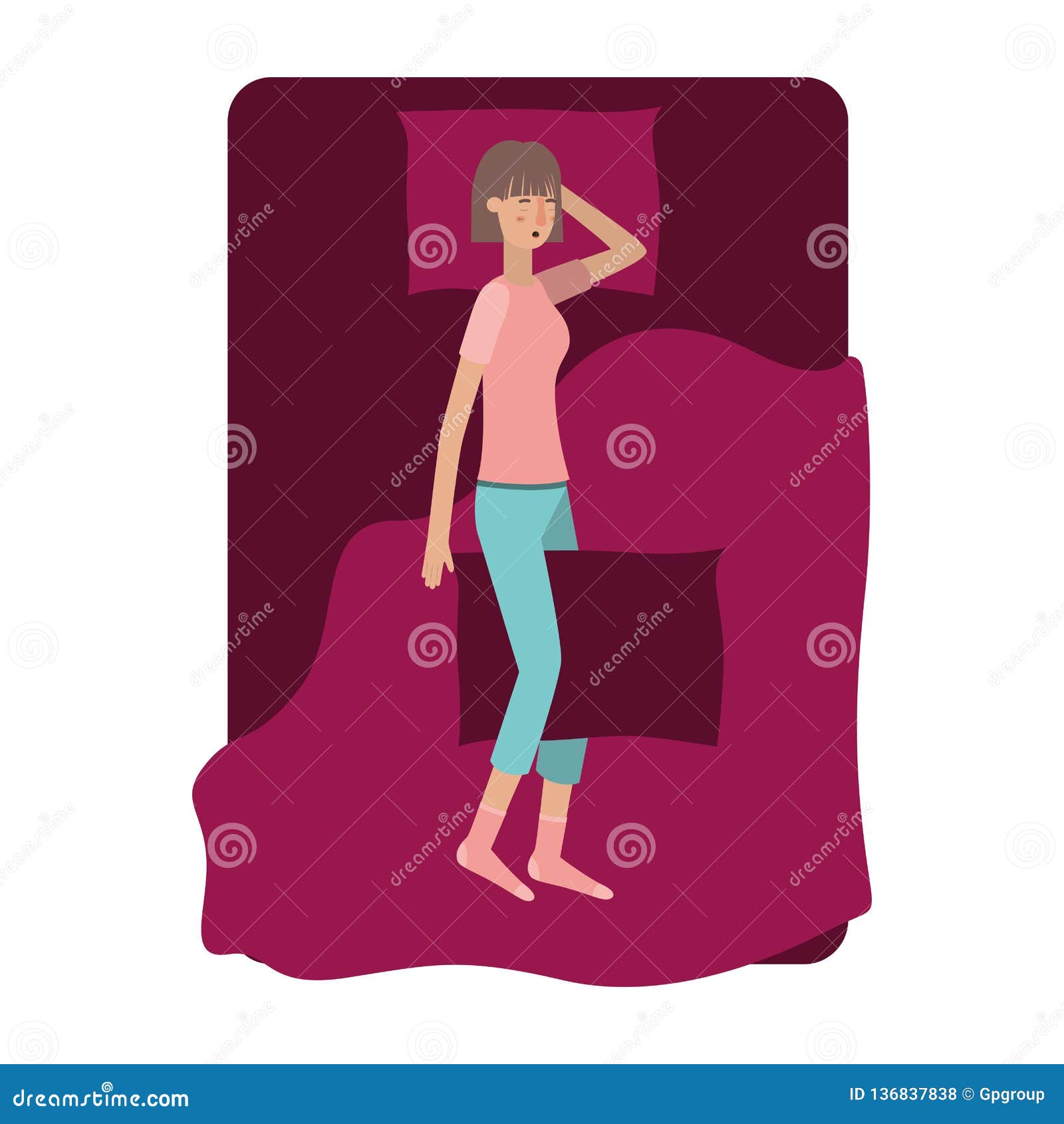Young Woman in Bed Avatar Character Stock Vector - Illustration of ...
