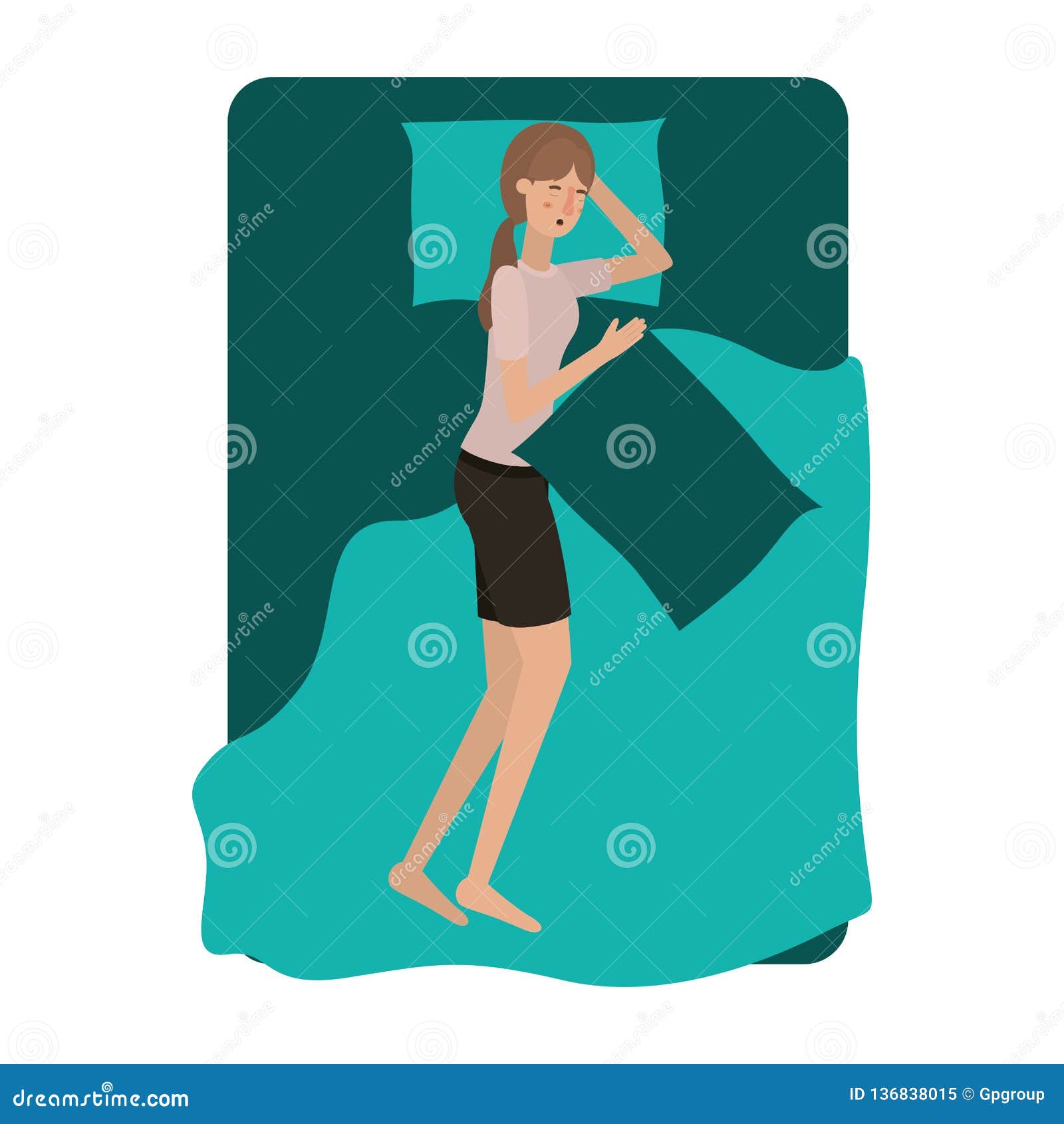 Young Woman in Bed Avatar Character Stock Vector - Illustration of ...