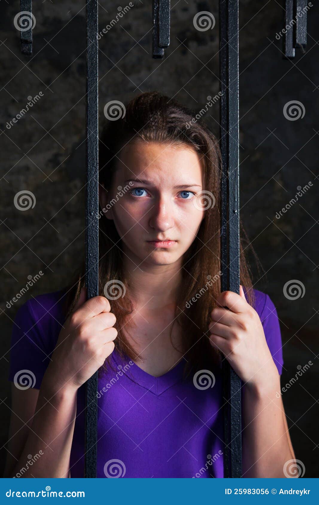 Young Woman Behind The Bars Stock Photo Image of inmate, confined