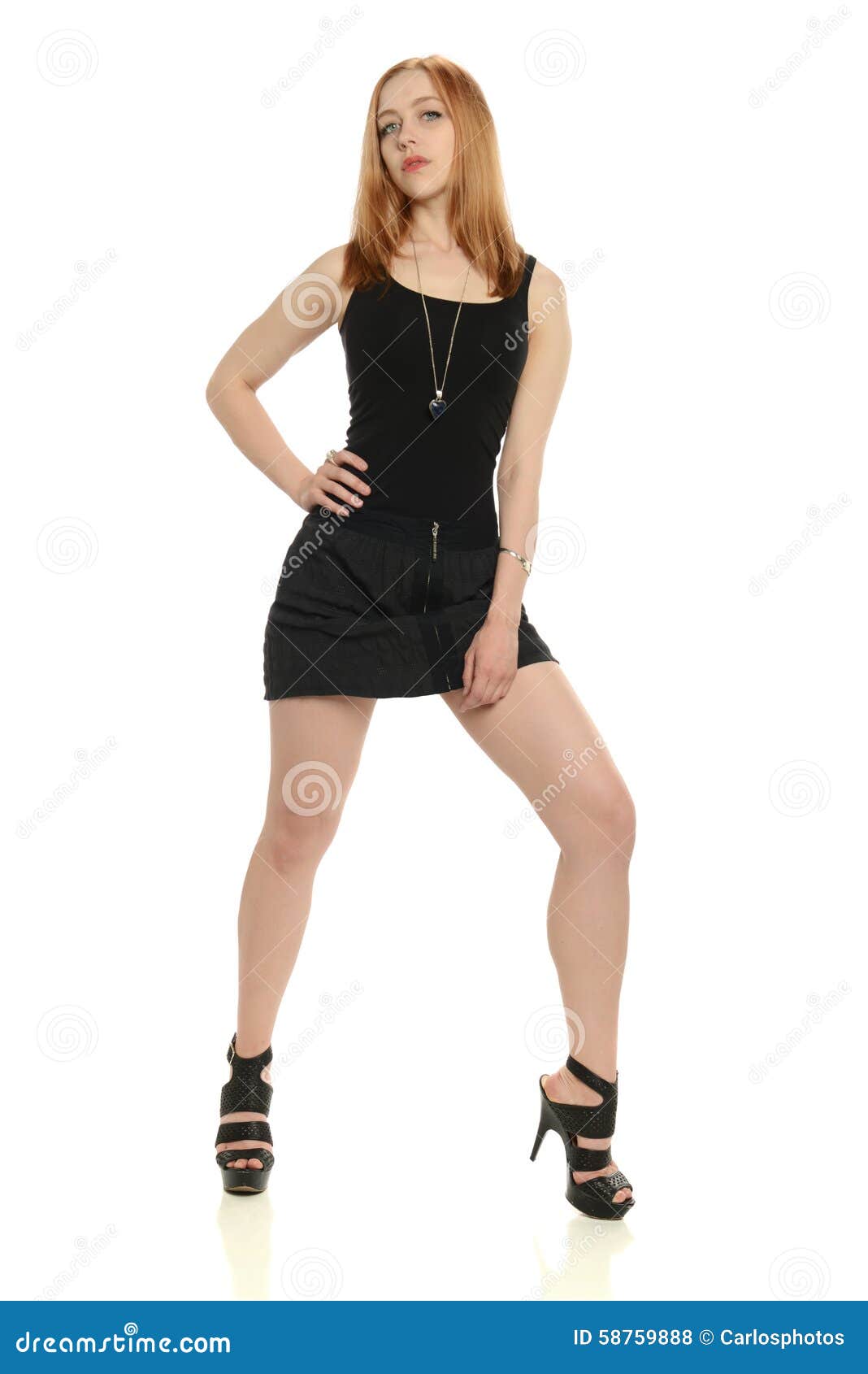 Young Woman in black dress stock photo. Image of legs - 58759888