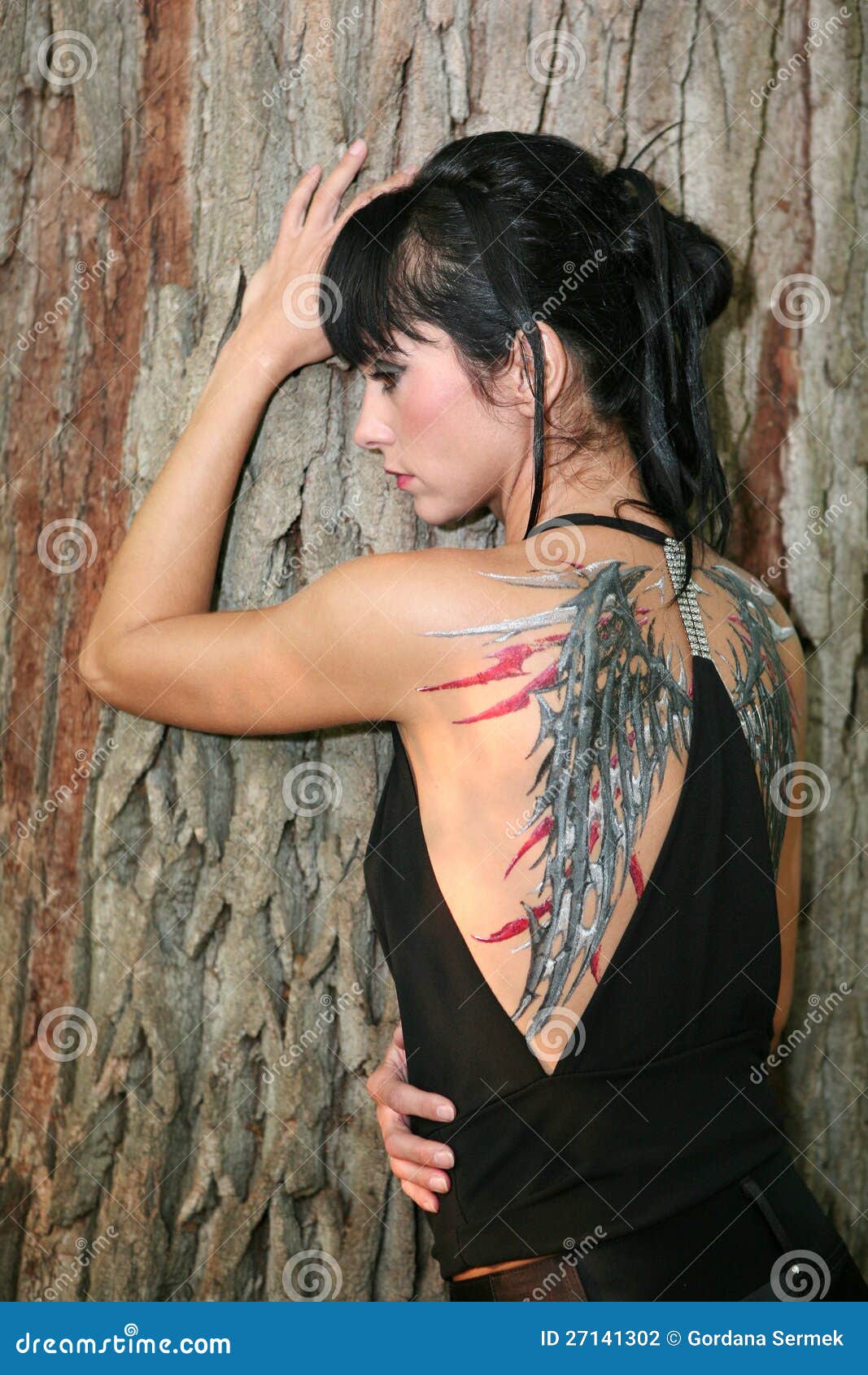 Girl Tattoo Wings Stock Photos