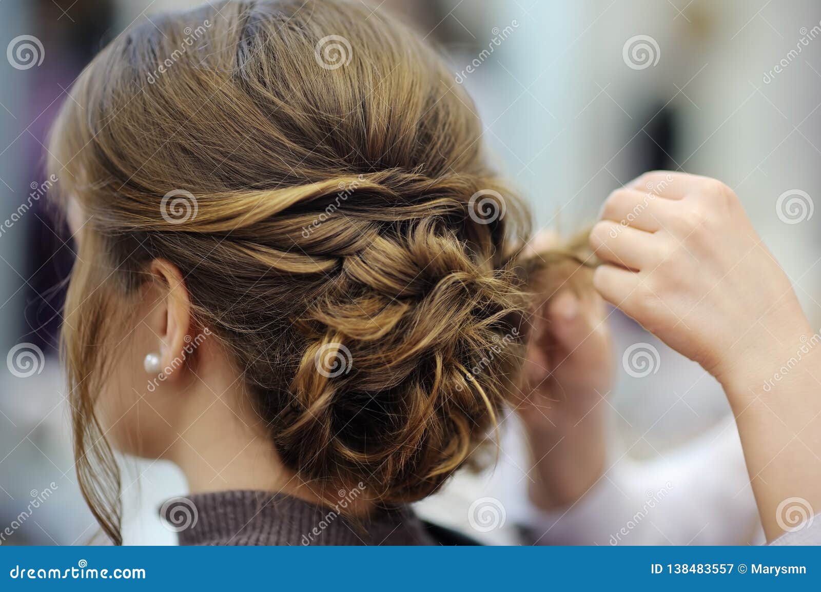 Young Woman/bride Getting Her Hair Done before Wedding or Party Stock Image  - Image of marriage, earrings: 138483557