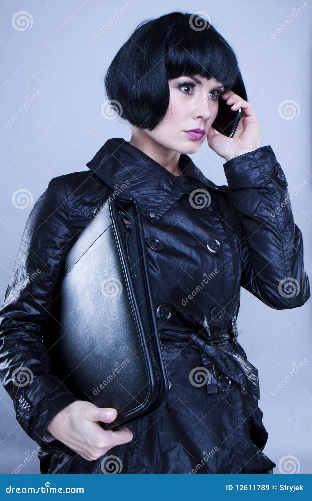 Young woman with briefcase stock image. Image of adult - 12611789
