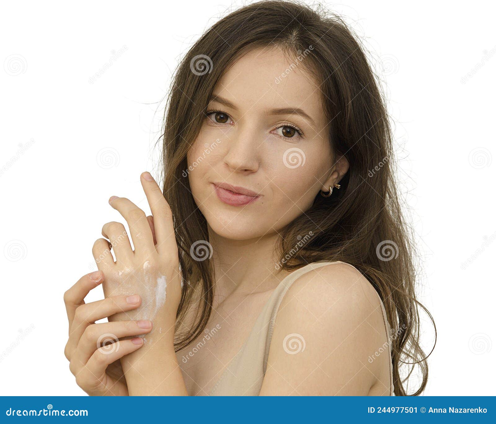 A Woman Taking Care Of Her Skin Stock Image Image Of Dermatology Face 244977501