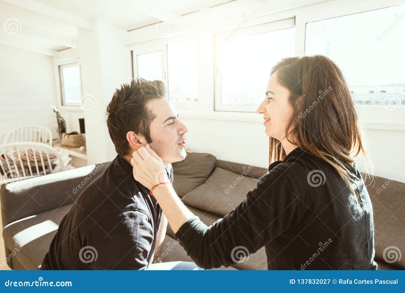 A Young Woman Caressing Her Partner Affectionately Stock Image Image Of Heterosexual Leisure 