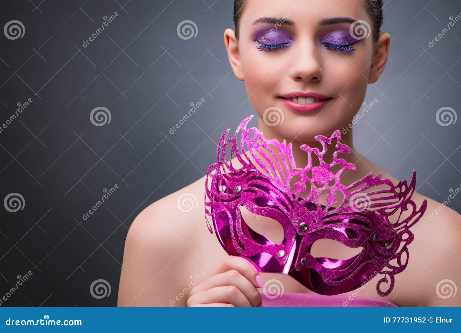The Young Woman with Carnival Mask Stock Photo Image of acting
