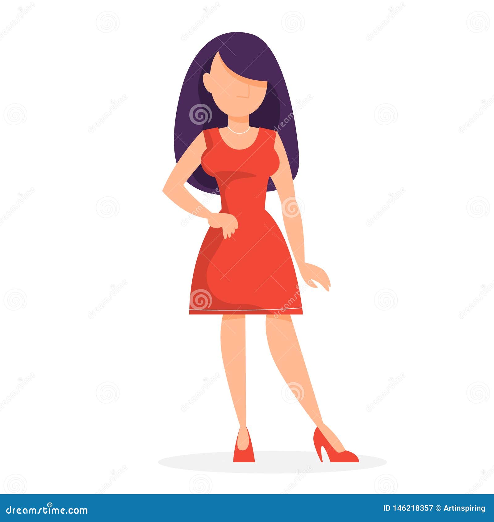 Young Woman Character. Brunette Girl Stock Vector - Illustration of ...