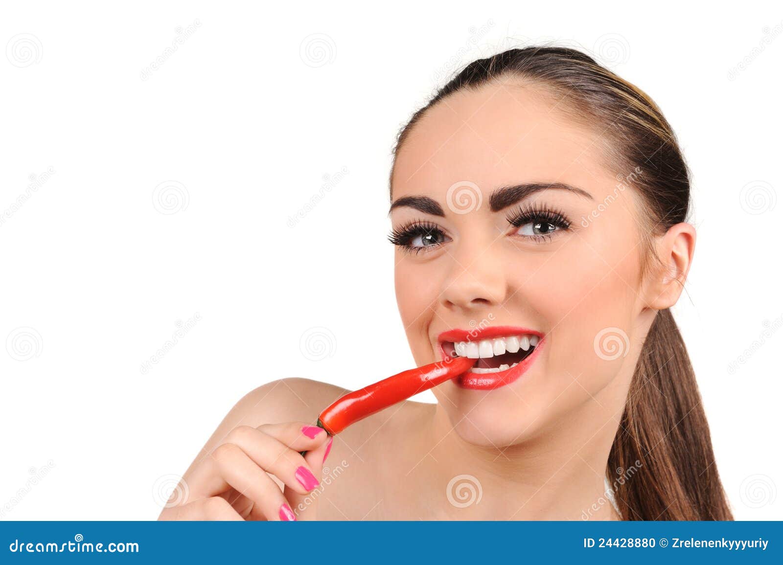 Young Woman with Chili Pepper Stock Photo Image of lady, lips 24428880
