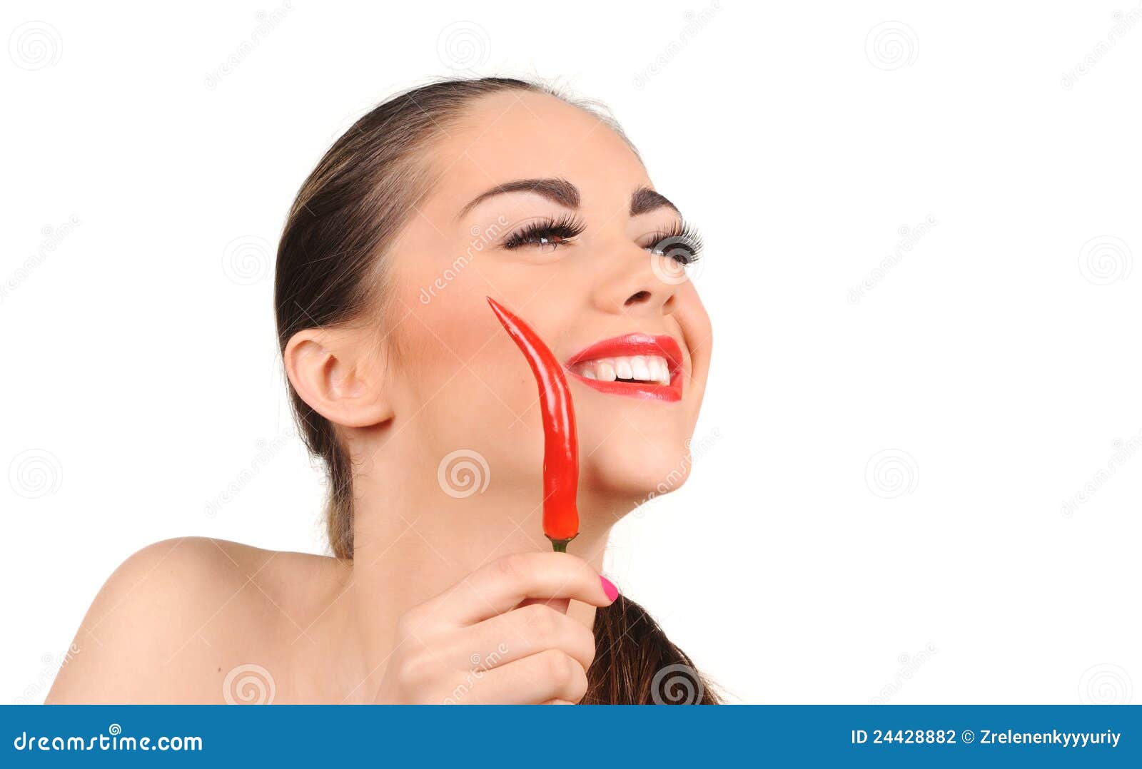 Young Woman with Chili Pepper Stock Photo Image of isolated