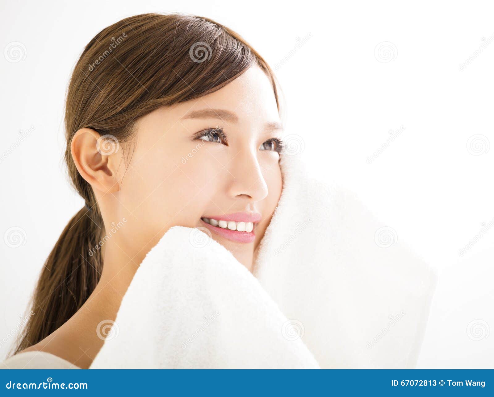 Woman Clean Towels Home Stock Photo 1193182489