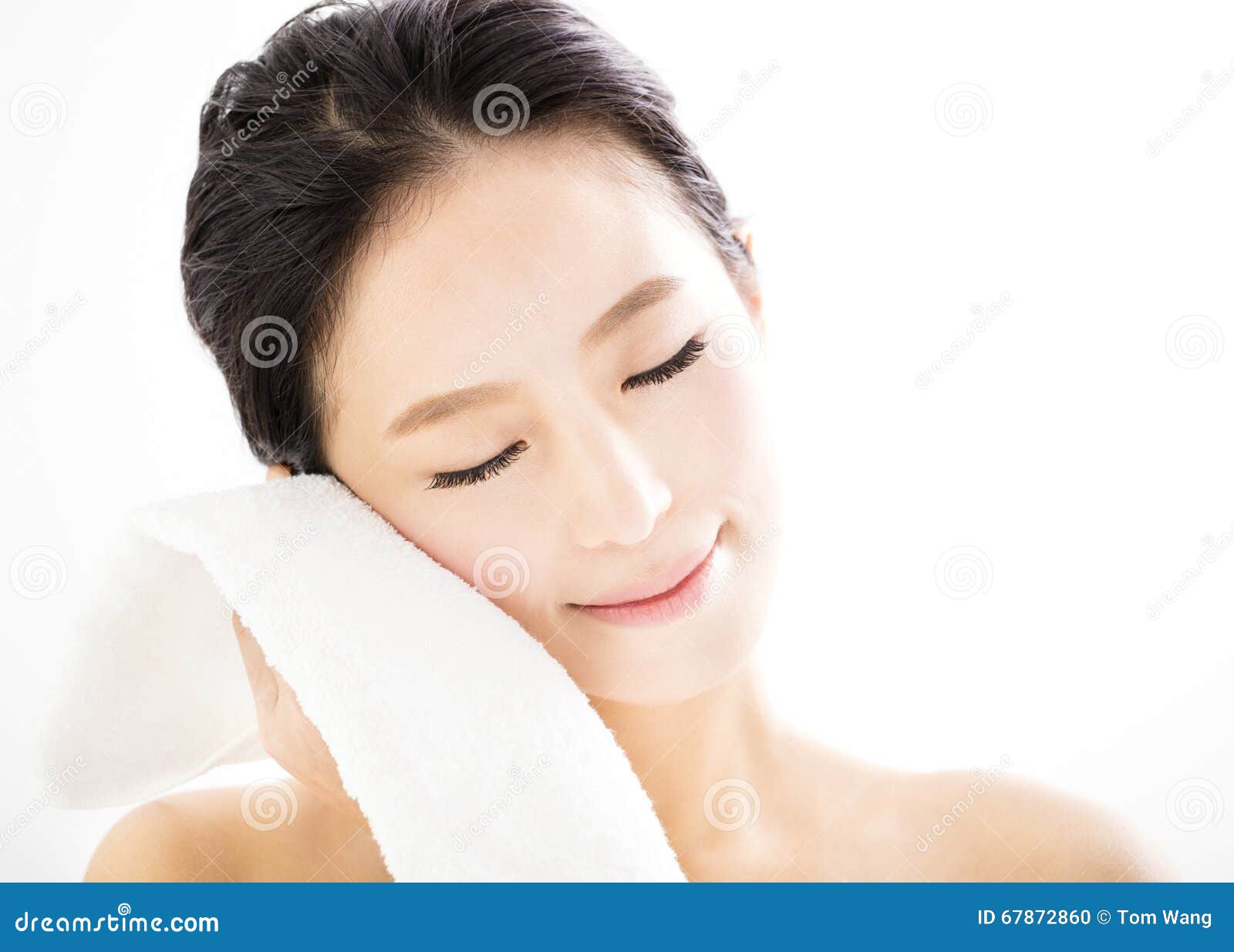 Woman Clean Towels Home Stock Photo 1193182489