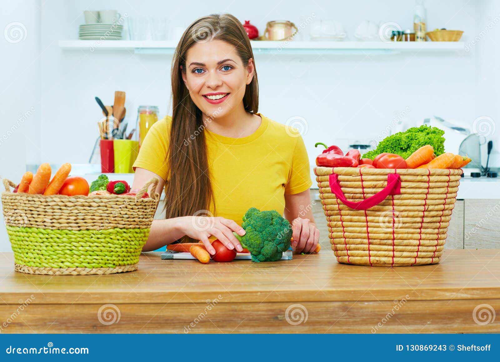 Young Woman Cooking Food In Kitchen Stock Image Image Of Hous