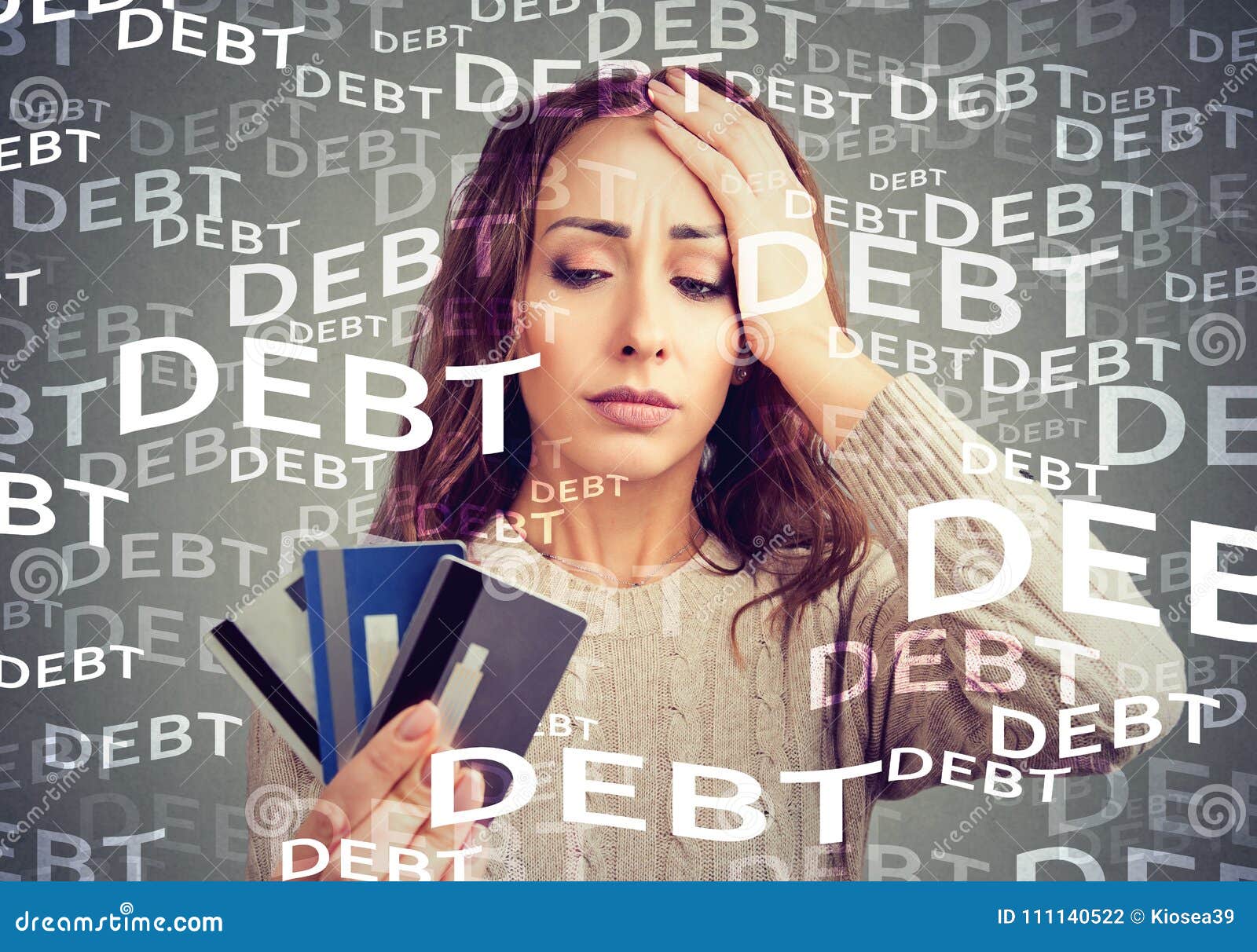 young woman with credit card debt