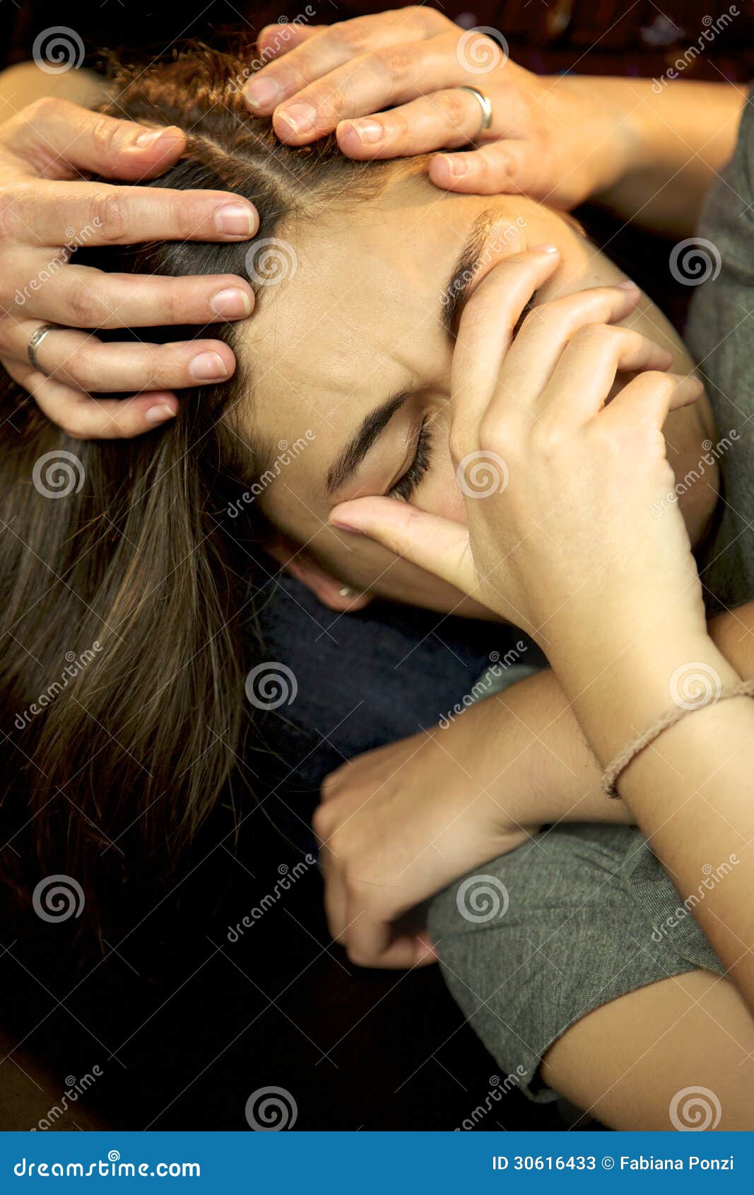 Young Woman Crying Held and Comforted by Mother Love Problems ...