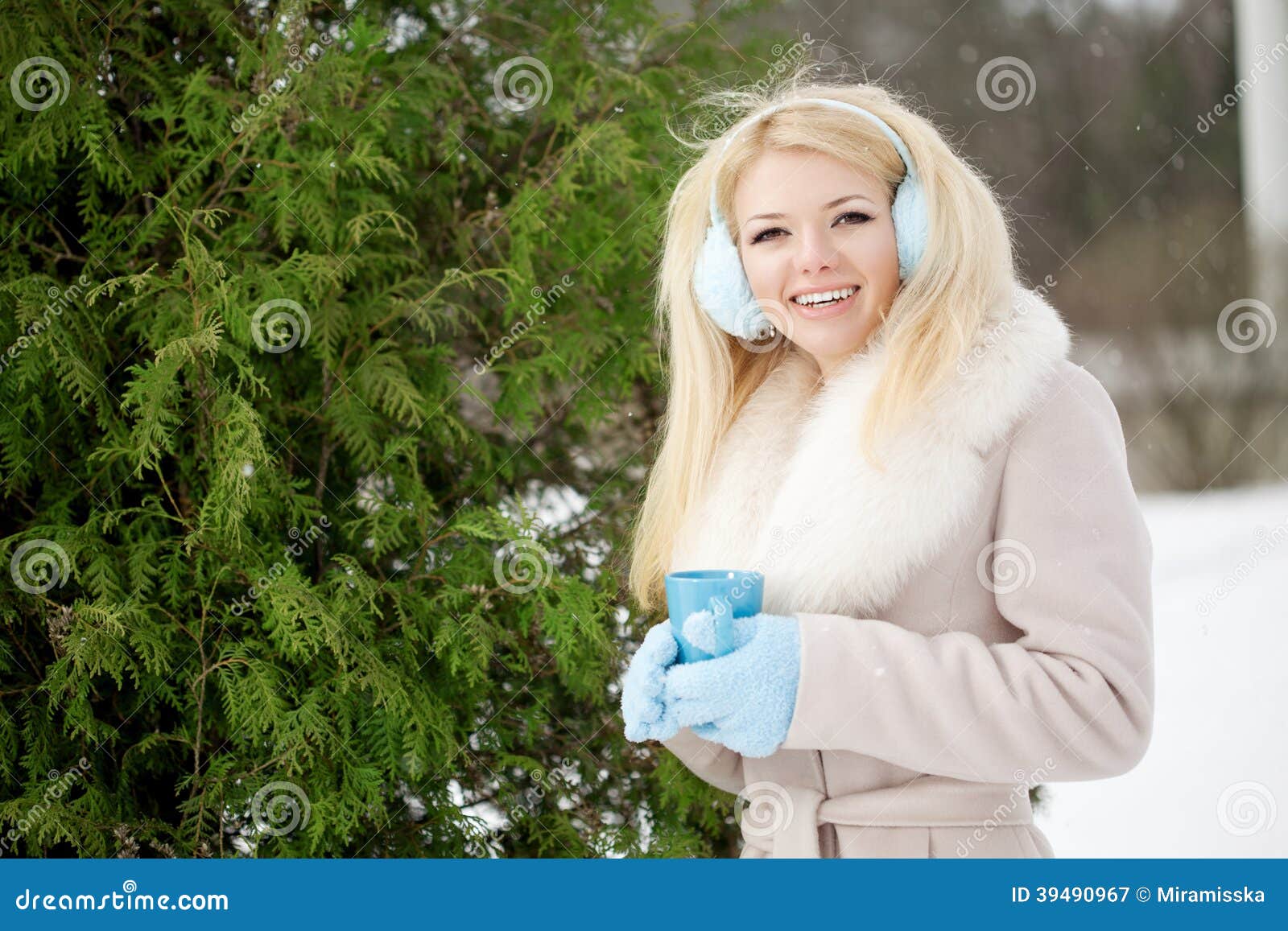 Young Woman with a Cup of Hot Drink Stock Image - Image of drink