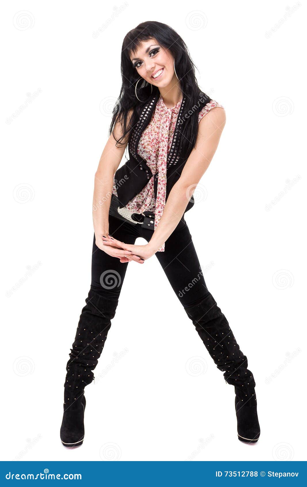 Young Woman Dancing, Isolated in Full Body on White Stock Photo - Image ...