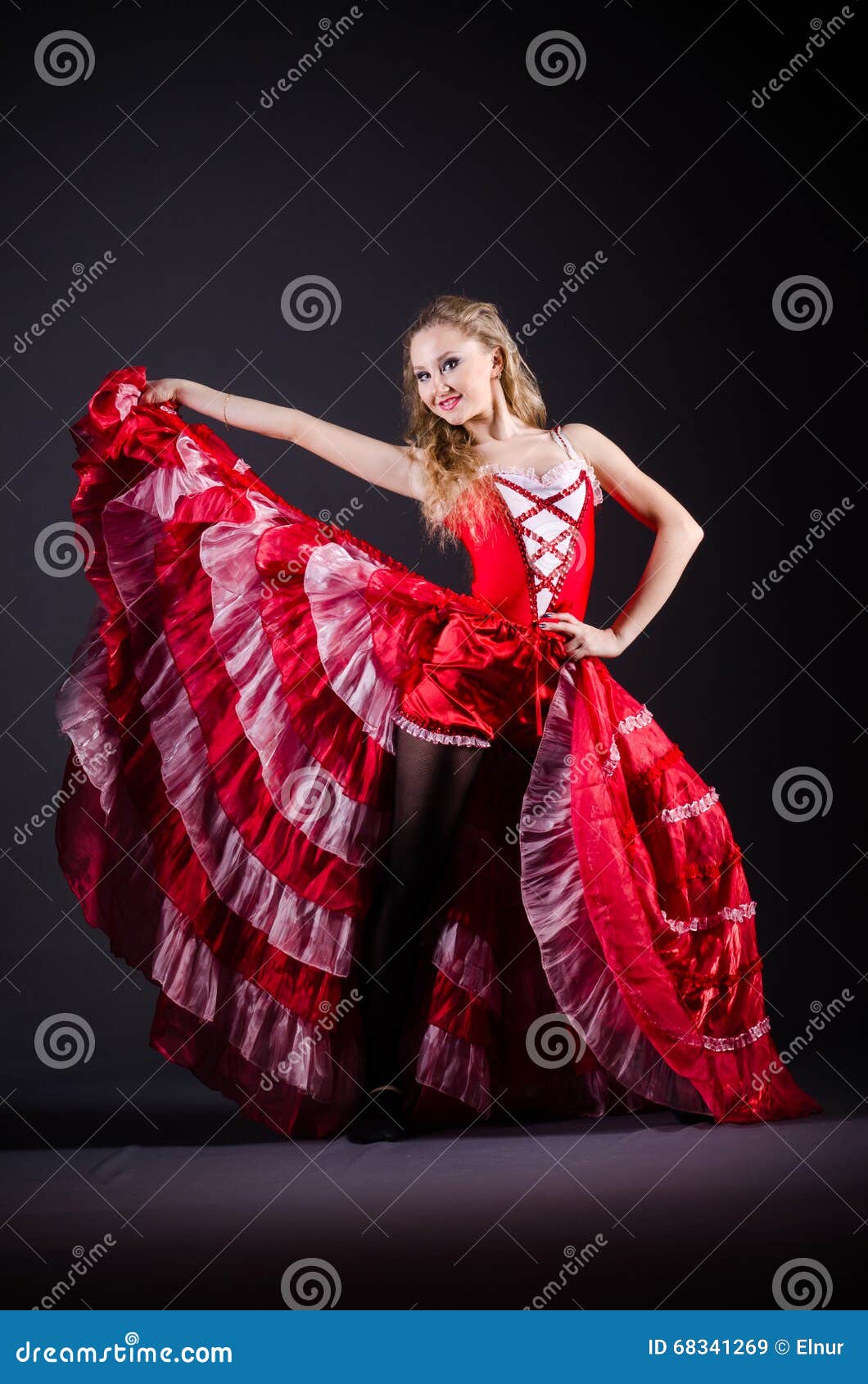 The Young Woman Dancing in Red Dress Stock Image Image of dress