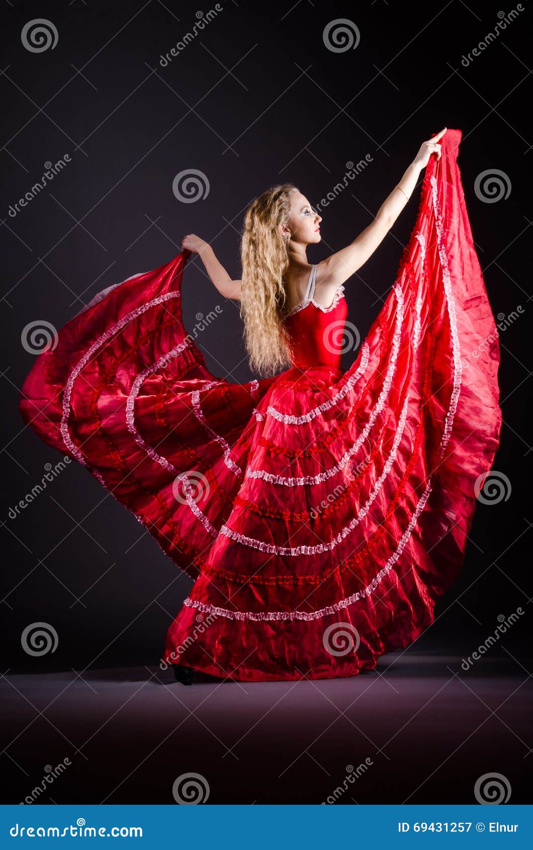 The Young Woman Dancing in Red Dress Stock Image Image of clothing