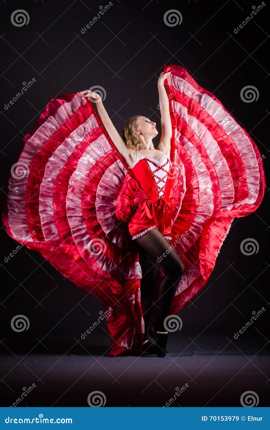 The Young Woman Dancing in Red Dress Stock Image Image of hispanic