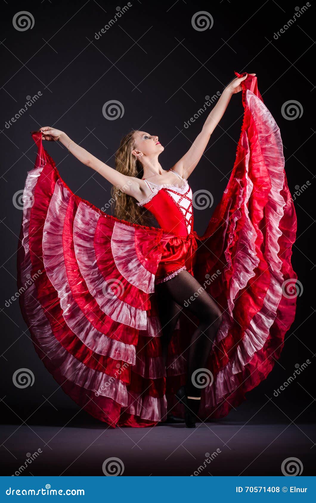 The Young Woman Dancing in Red Dress Stock Photo Image of clothing