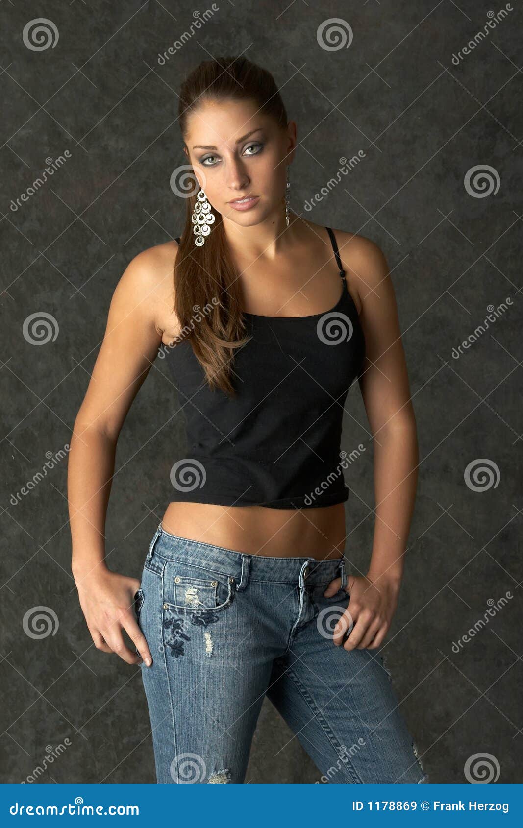 Young Woman with Dangle Earrings Stock Image - Image of hair, dangle ...
